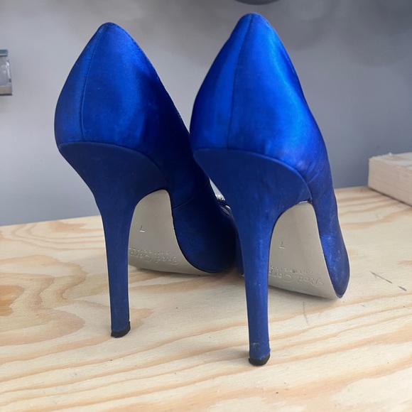 Blue Satin & Rhinestone Shoes, Size 37, Excellent Condition - Picture 3 of 6